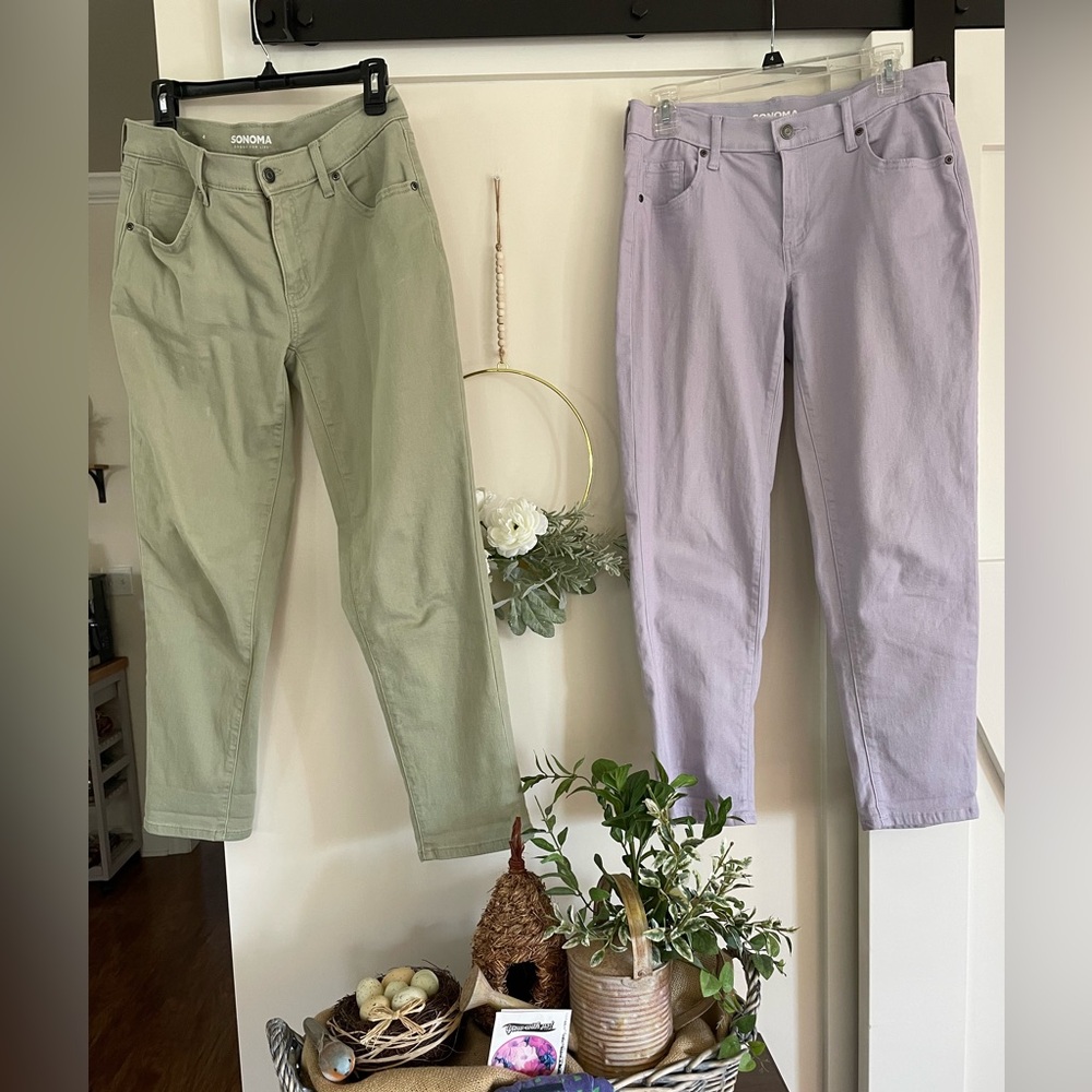 Women’s Sonoma Sage/Light Olive Green and Lavender Denim Jeans Set of 2! Size 4